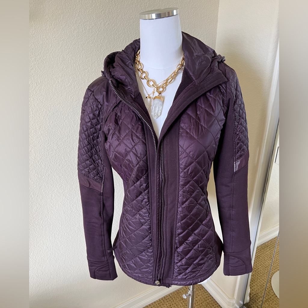 Athleta Puffer Jacket Sz. M, Euc In Beautiful Berry Color